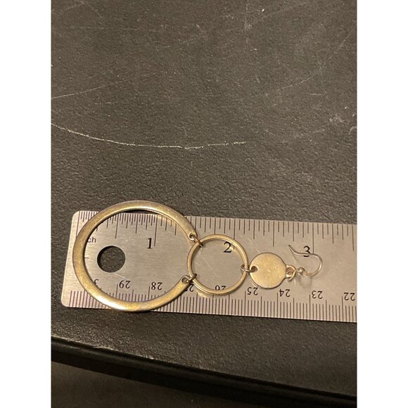 Gold-Tone Triple Circle Drop Earrings For Women Modern Chic Design Lightweight & - Picture 2 of 4